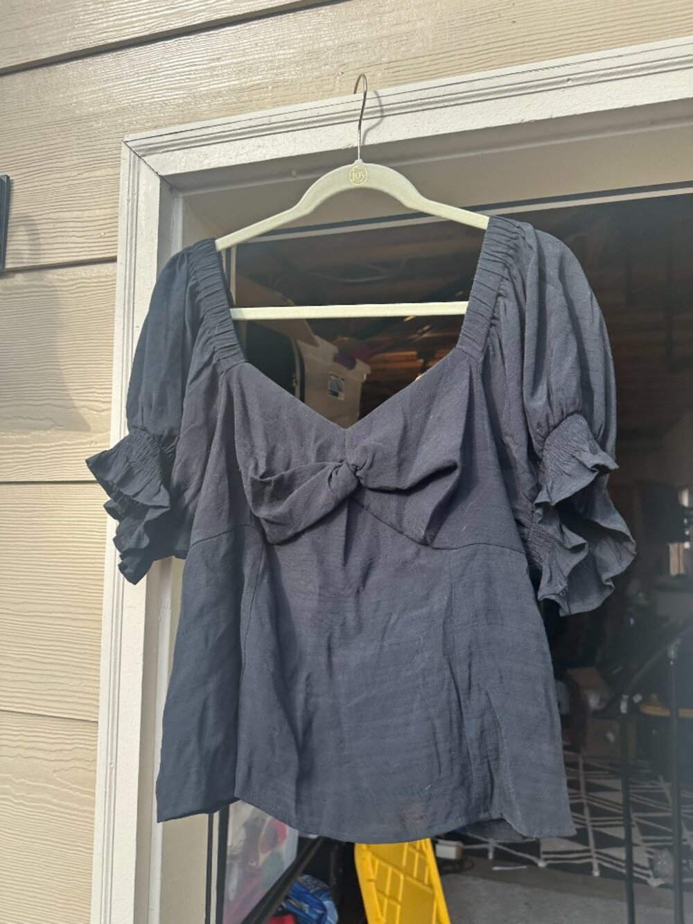 Nine West Puff Sleeve Twist Front Top